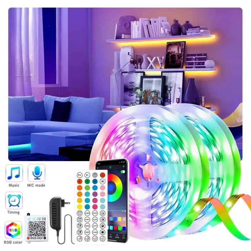 DC24V RGB Led Lights for Room 10m 20m 30m Music Sync Led Strip Lights Flexible Ribbon Tape for Room Bedroom Decor TV Backlights M251129