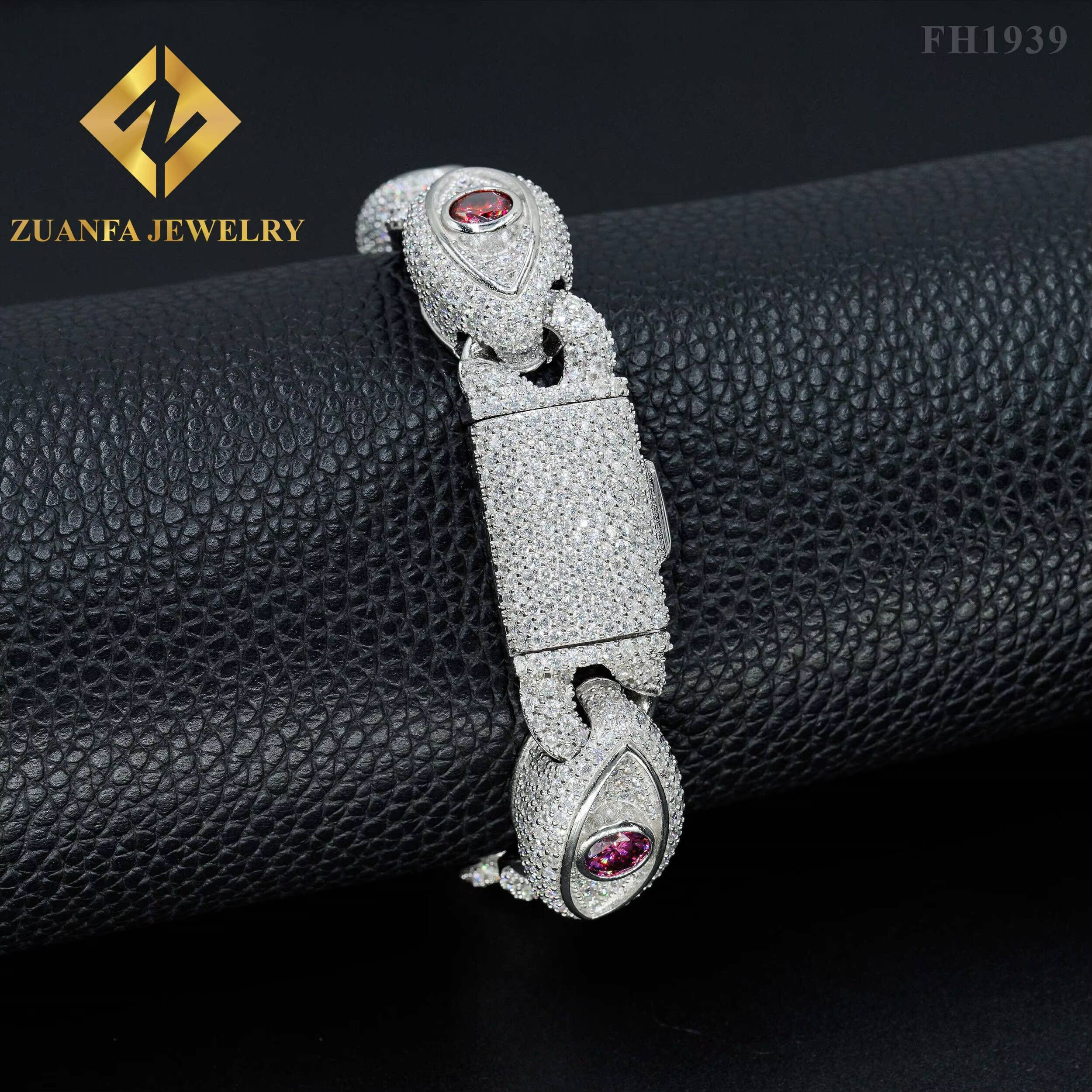 Ankh Eye of Horus Moissanite Jewelry 925 Sterling Silver Cuban Link Chain Hip Hop Jewelry Cuban Necklace Bracelet for Men Women