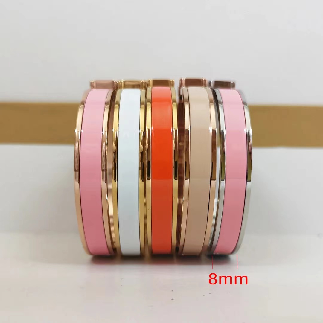 High qualityClassicBracelet Designer 8MM Gold Bangle Luxury Brand Enamel Bracelet for Men Women Birthday Mother' Day Jewelry