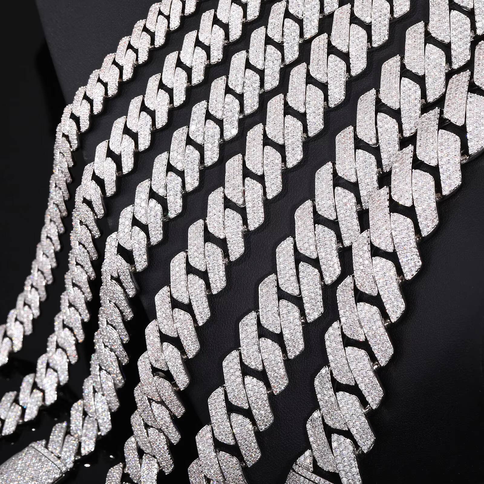European American Style 10mm Double-Row CZ Cuban Link Chain Necklace Hip Hop Streetwear Fashion for Men Women Mainly Made Zircon