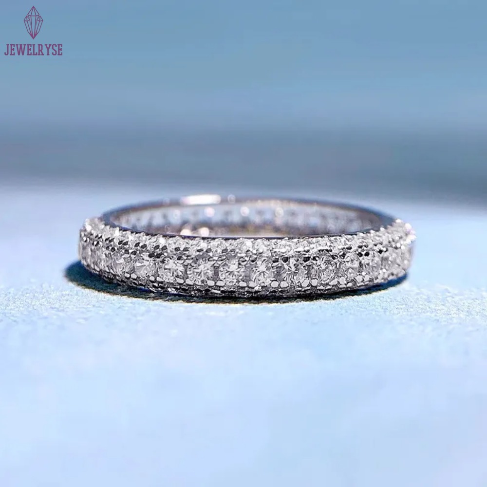 Choucong Wedding Rings Simple Fine Jewelry Pure 100%925 Sterling Silver Pave White Moissanite CZ Diamond Gemstones Eternity Women Engagement Band Ring