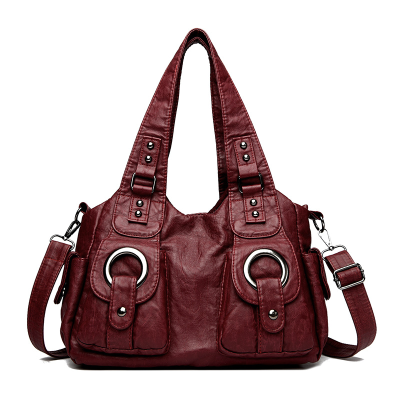 Retro personality, versatile, chic zipper, tote bag, shoulder bag, commuter large volume crossbody bag