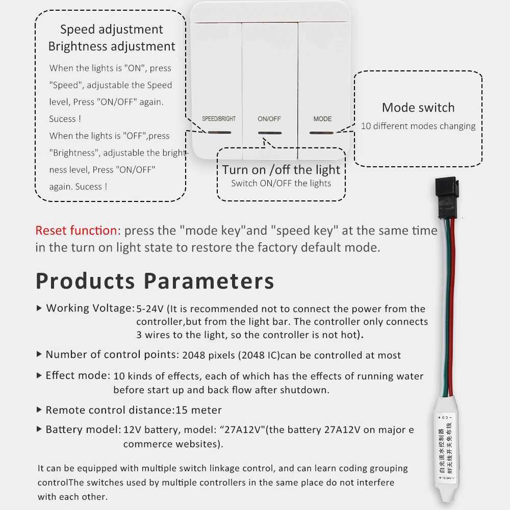WS2811 2835SMD 24V DC Running Water LED Strip Flowing Light Wireless Controller Flexible Lamp Ribbon 120Leds/M IP30 10M 15M Kit M251129