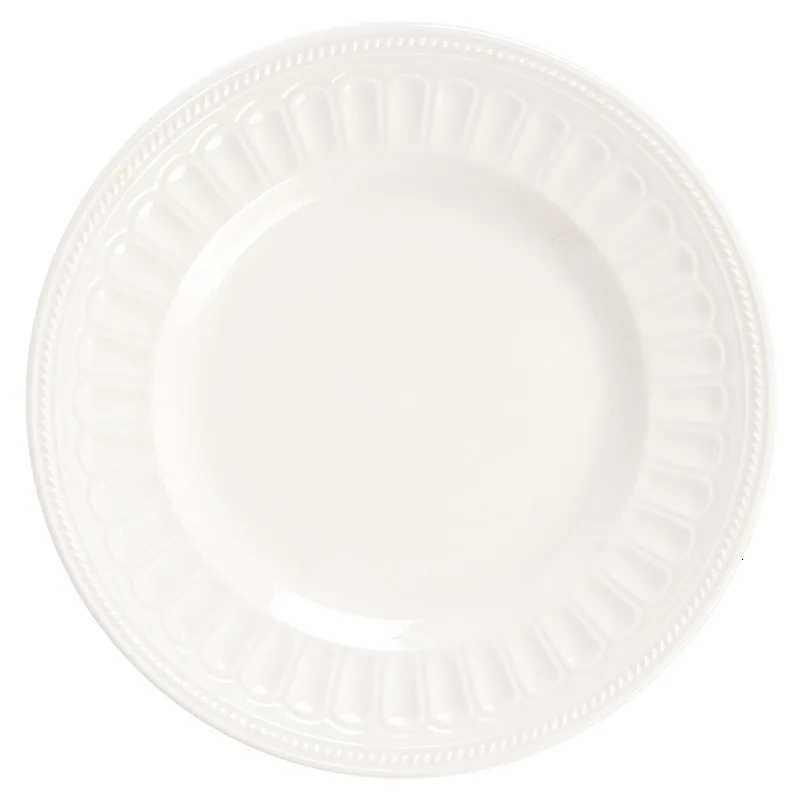 Luxury 82Inch Ceramic Shallow Plate Japanese Premium Ceramic White Plate Household Vegetable Round Dish Tableware Western Tray Y251129