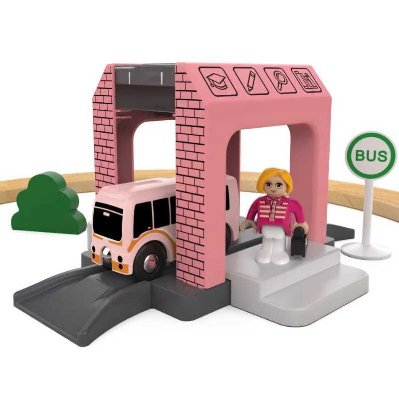 Wooden Railway Track Set Electric Train Magnetic Model Car Diecast Slot Fit All Brand Biro Wood Track Assemble Toy Boy Gift J251129