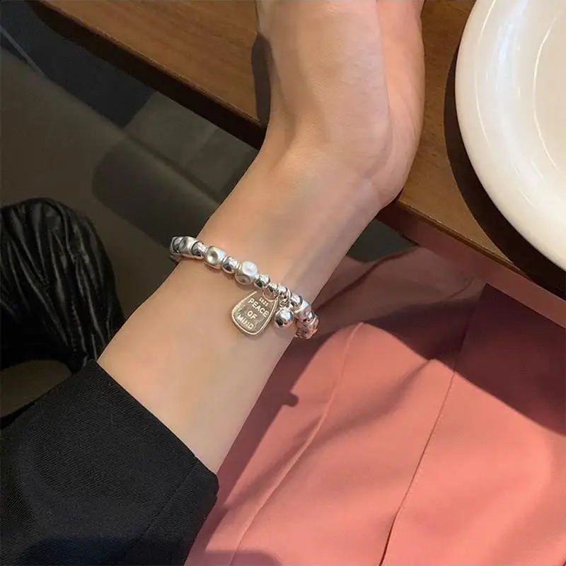 Concave Square Silver Beads UK Pendant Silver Bracelet Premium Touch Lightweight Heavy Duty Work Rope 250428