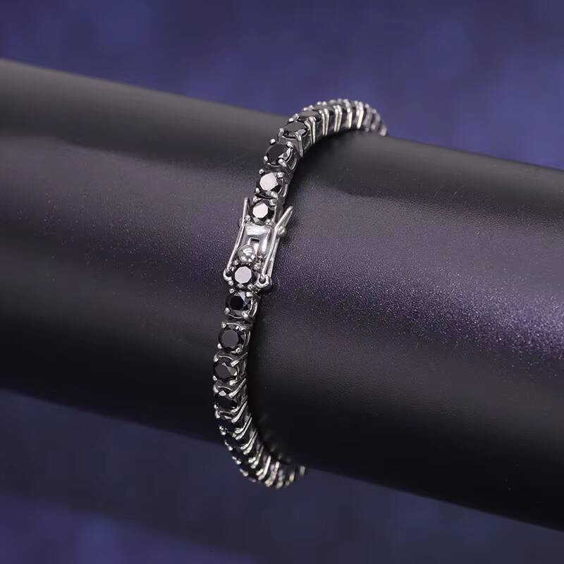 European American Hip Hop Stainless Steel Zircon Bracelet New INS Explosion Effect Multi-Specification Tennis Fashion Bracelet
