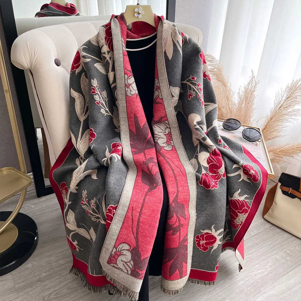 NEW Brand Women Two-Sided Scarf Imitation Cashmere Soft Warm Shawl Winter Outdoor Coldproof Windproof Blanket ScarfJ251129