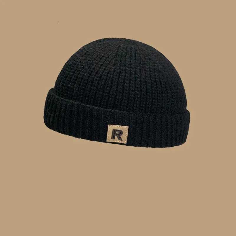 Vitnage Baby Brimless Hat Autumn Winter Letter Docker Cap Warm Knitted Solid Color Kids Boys Girls BeanieXJ251129