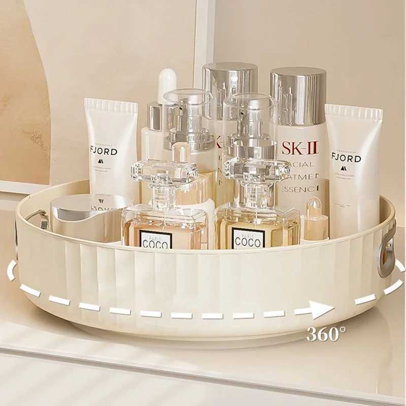 360Degree Rotatable Round Tray Countertop Multi Purpose Storage Tray Rotating Storage Rack Kitchen Storage Bathroom Organization Y251129