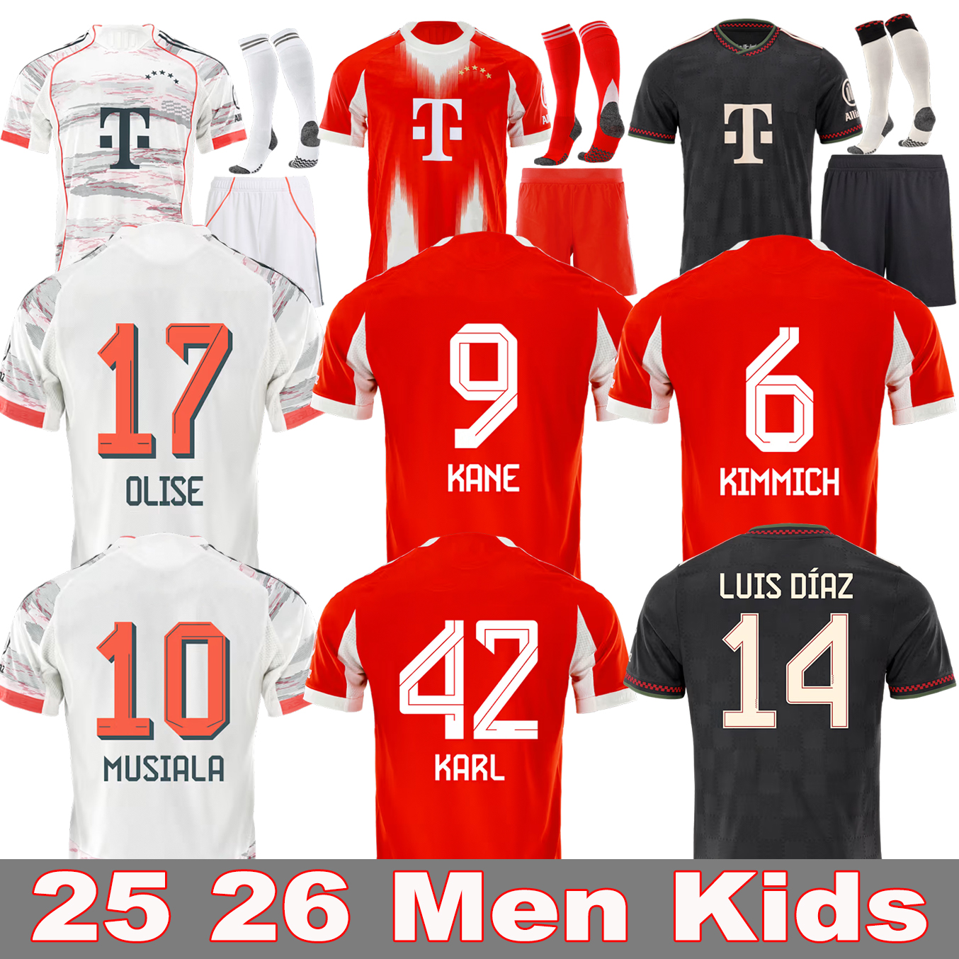 25 26 KANE OLISE soccer jerseys Anniversary BAYERNS MUNICH SANE KIMMICH UPAMECANO MULLER COMAN 2025 2026 football shirt DAVIES MUSIALA Men Kid kits