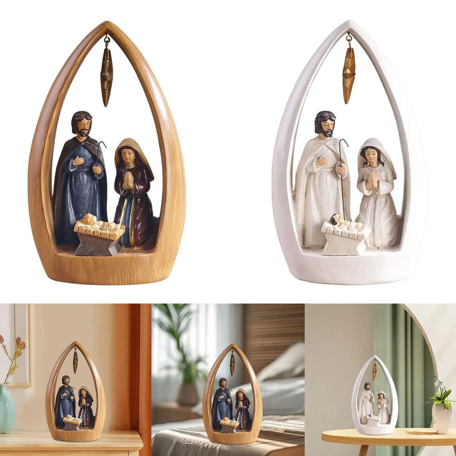 Nativity Scene Figurine Christmas Desktop Statue Religious Collection Gift Tabletop Scpture for Desk Off Bookshelf Decor H251129