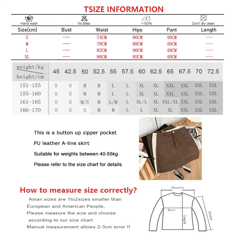 Womens Summer Retro Button Zipper Pocket PU Leather Casual Edition High Waist Ultra Thin Short Solid A-line Body Leather 250422