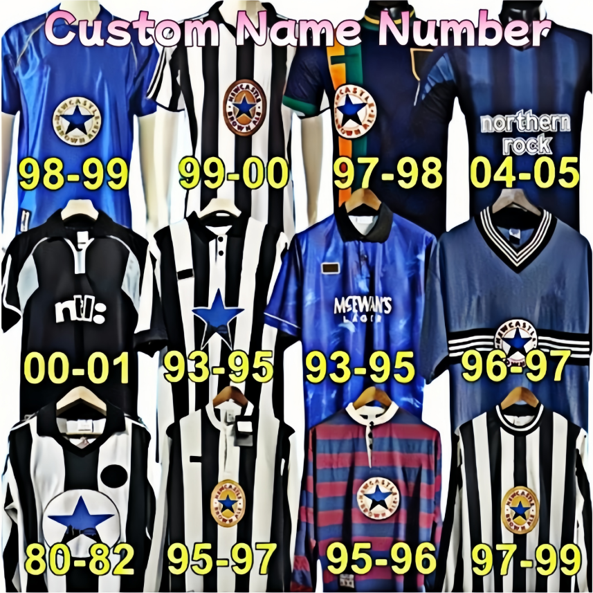 New castleS 95 96 97 99 00 01 03 04 SHEARER Retro SOCCER jerseys HAMANN SHEARER PINAS 1993 1980 82 2005 06 UNITED OWEN classic Ginola FOOTBALL SHIRTS T-shirt customize