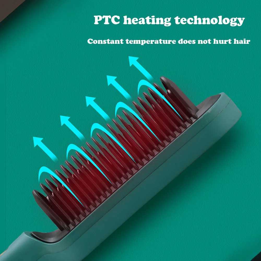 2-in-1 Hair Straightening Brush with LCD Display Negative Ion Smoothing Hot Comb for Curling And StraighteningT251129