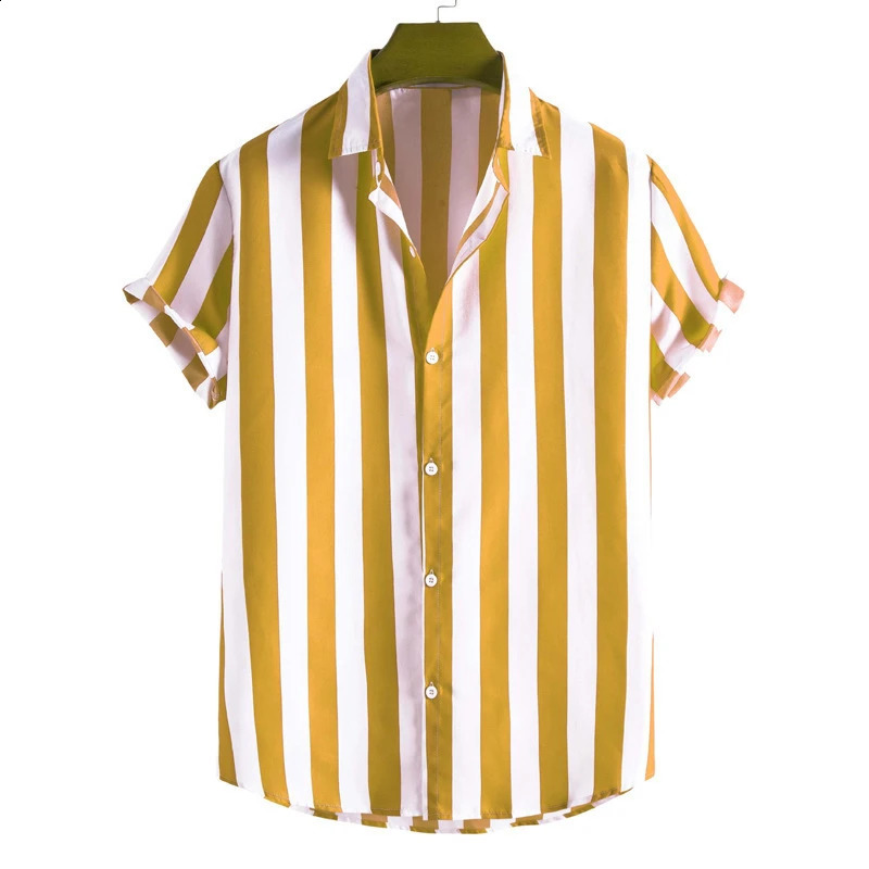 Street Simplicity Stripe Print Mens and Womens Shirts Fashion Short sleeved T-shirt Ropa Hombre Daily Casual Collar Party Top 250425