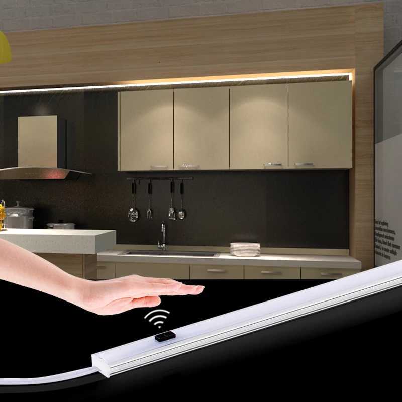 Hand Wave Sweep Motion Sensor LED Light Under Cabinet Kitchen Lamp 30/50CM Aluminium Bar Lamp Home Wardrobe Closet Lighting Deco M251129