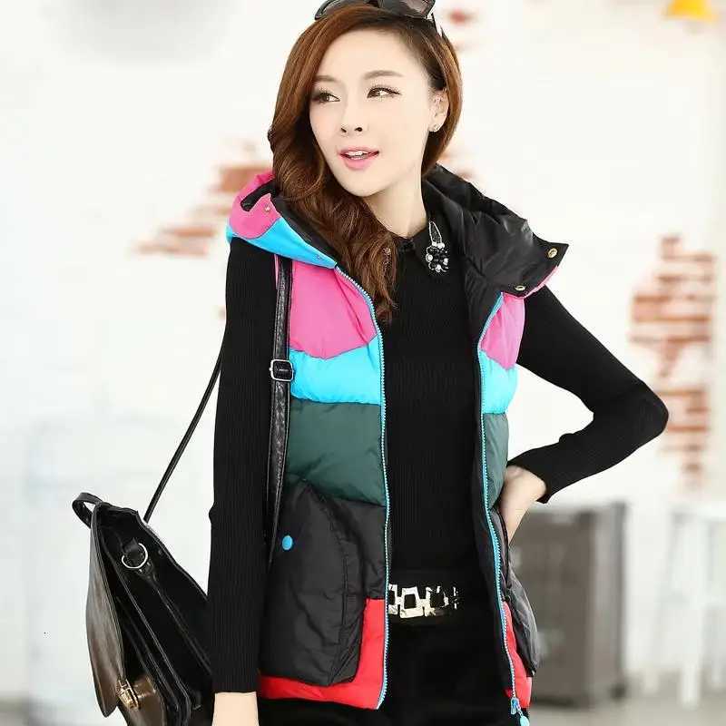 Womens Winter Short down Sleeveless Vest Warm Stand Collar Zipper Jacket Casual Fashion Quilted Cropped Coats Street OuterwearT251129