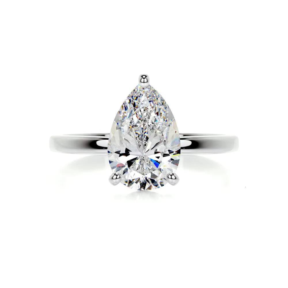 VVS Moissanite Diamond Pear Cut Engagement Ring Stylish Classic 925 Sterling Silver for Bridal Proposal