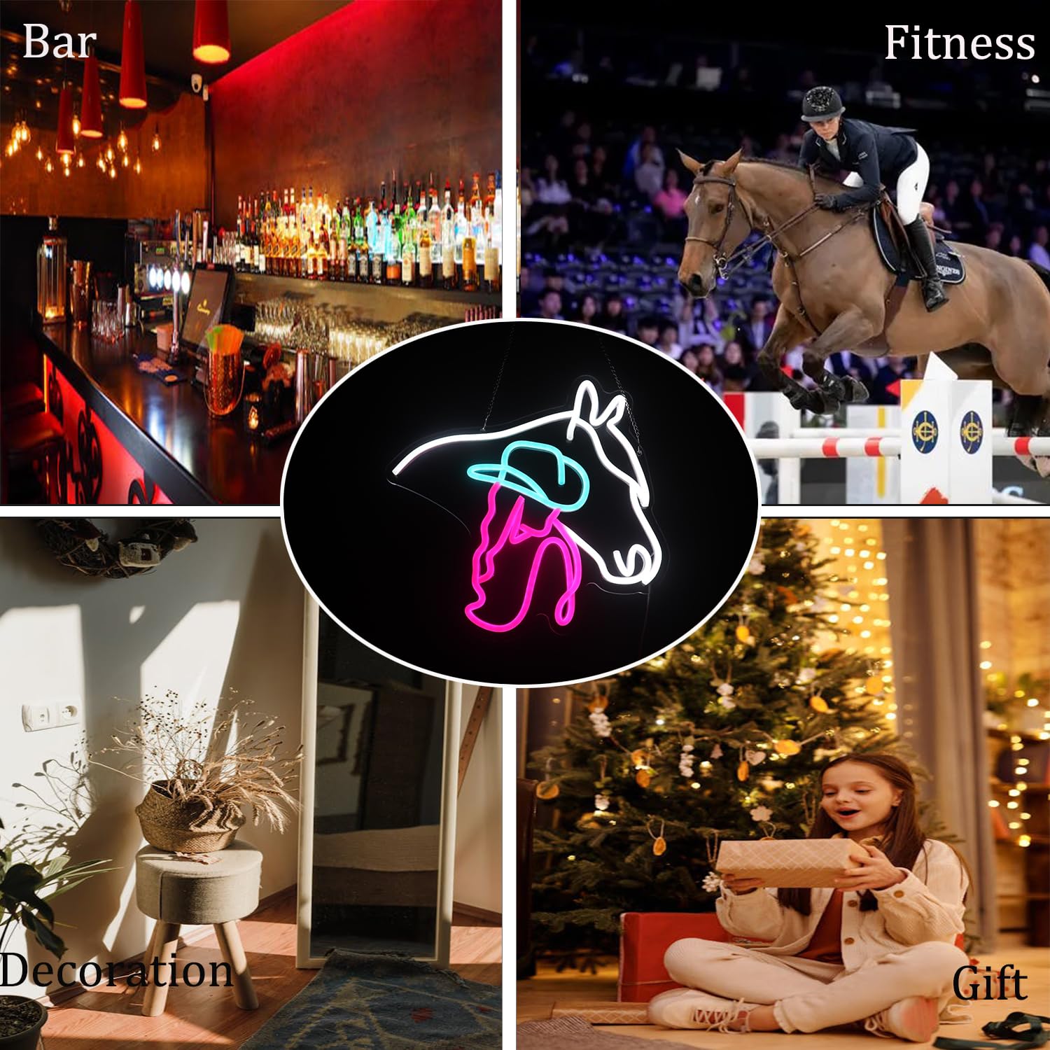 Multicolored Cowgirl and Horse LED Neon Board Ideal Interior Decoration Item