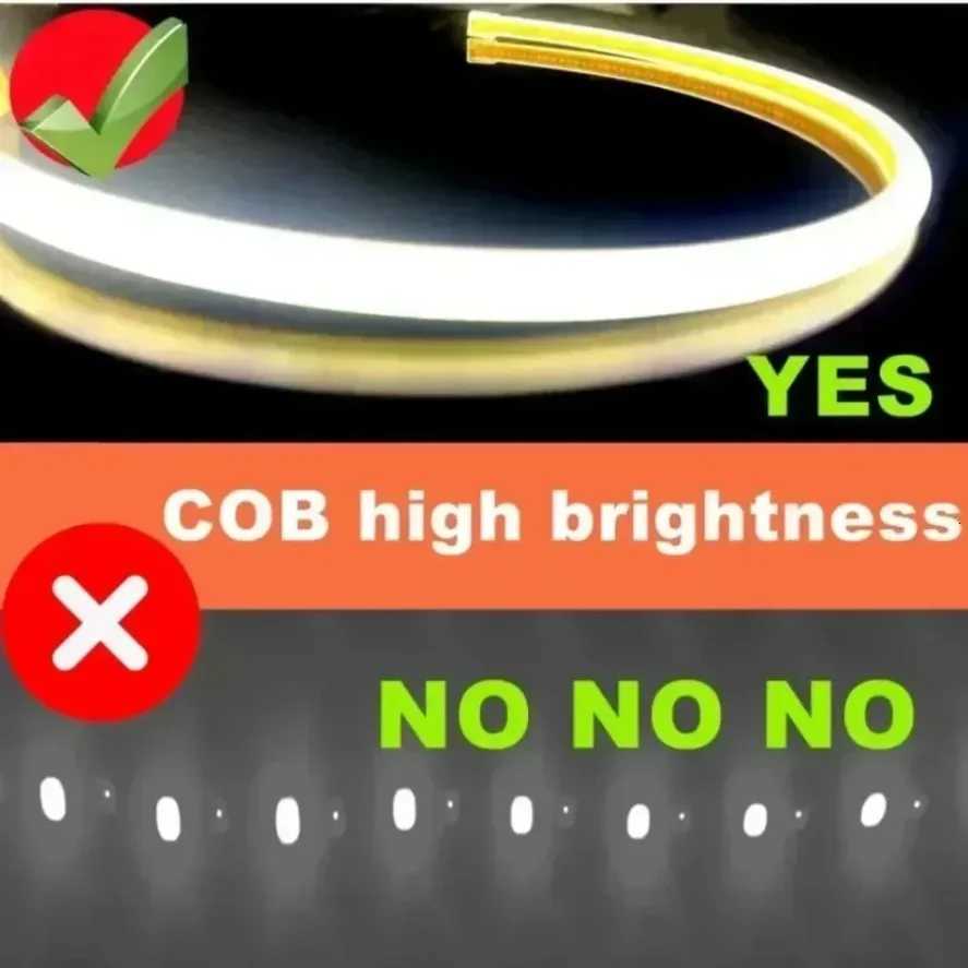 288LEDs/m COB LED Strip 220V Dimmable Power EU Plug 3000k 6000k RA90 Outdoor Garden FOB LED Tape Bedroom Kitchen Lighting M251129