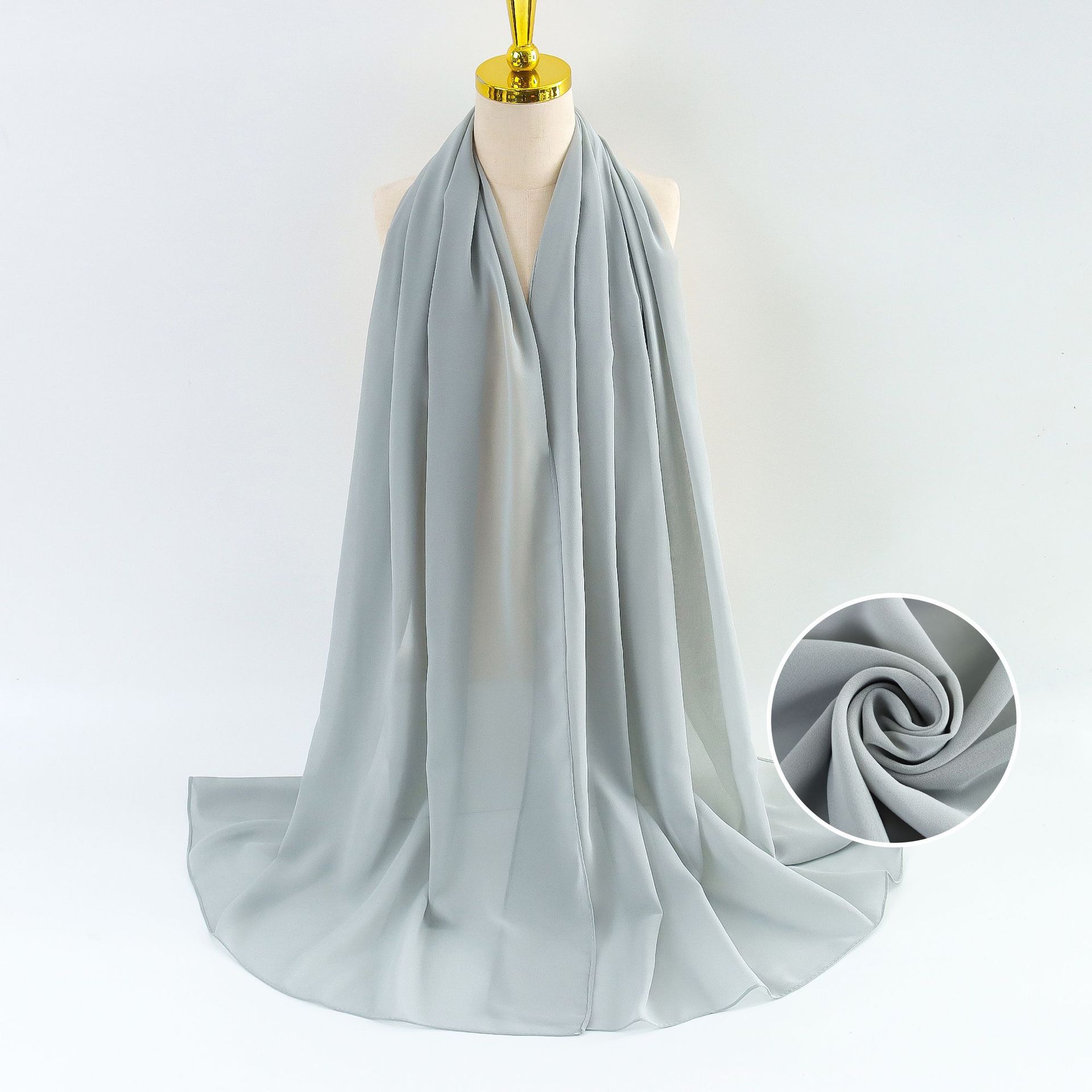 K561 Cross-border pearl chiffon scarf for women solid color bubble scarf all-match head scarf Malaysia silk scarf manufacturer wholesale