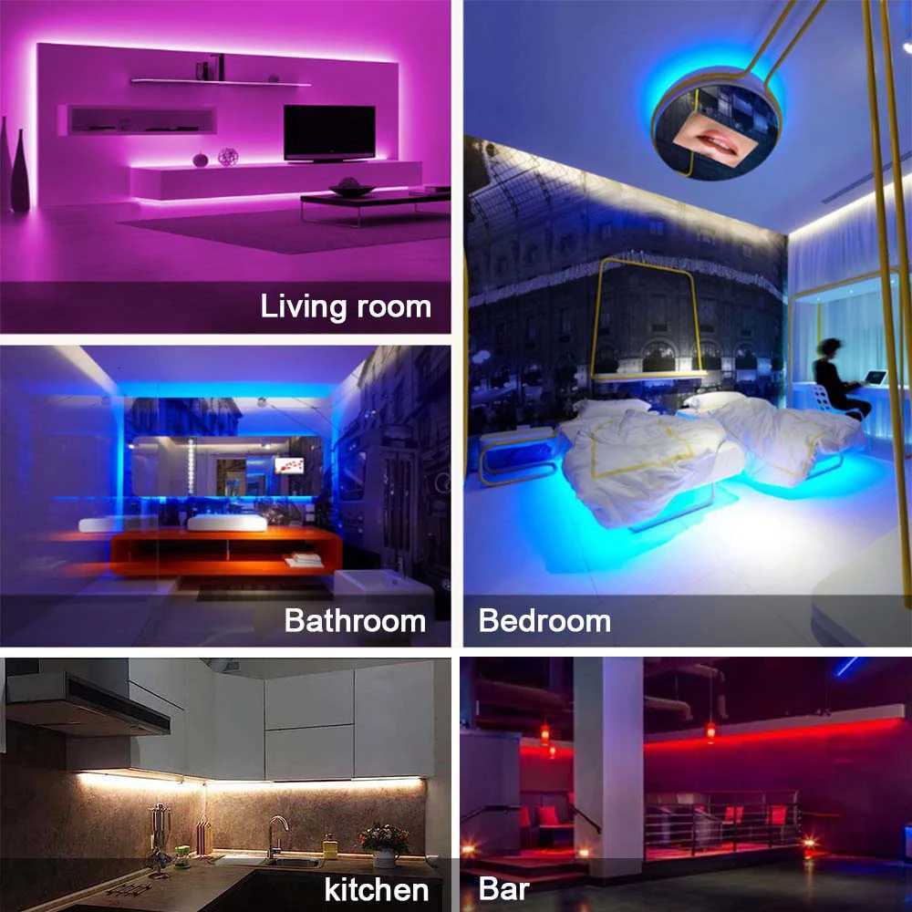 12V 24V 5m 10m 20m 50m 100m LED Strip Light 2835 120 LEDs Flexible Tape Bright 8mm PCB 13 Colors Home Decoration Not Waterproof M251129