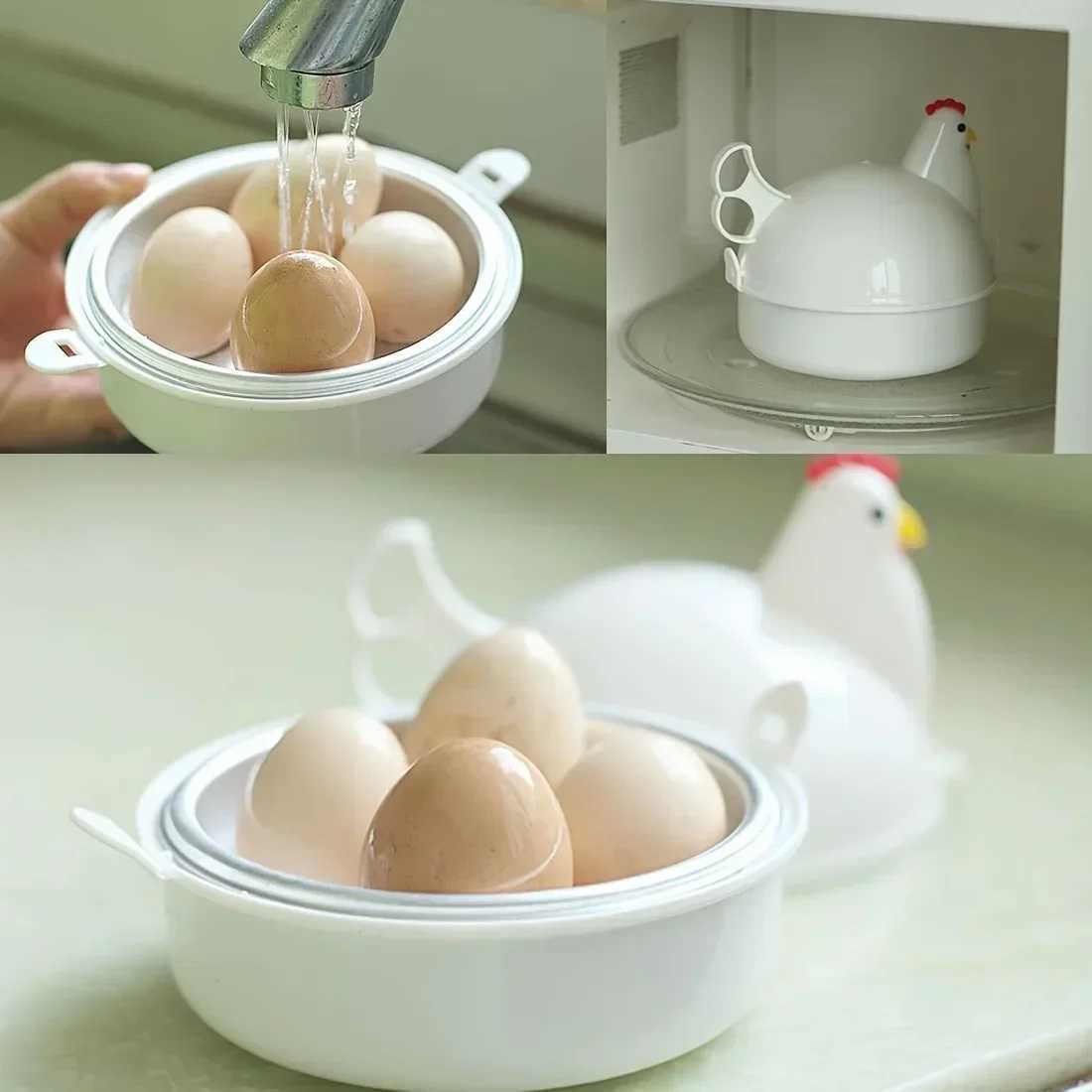Chicken-Shaped Egg-Shaped Microwave Egg Steamer Microwave Egg Cooker for 4 Eggs C251129