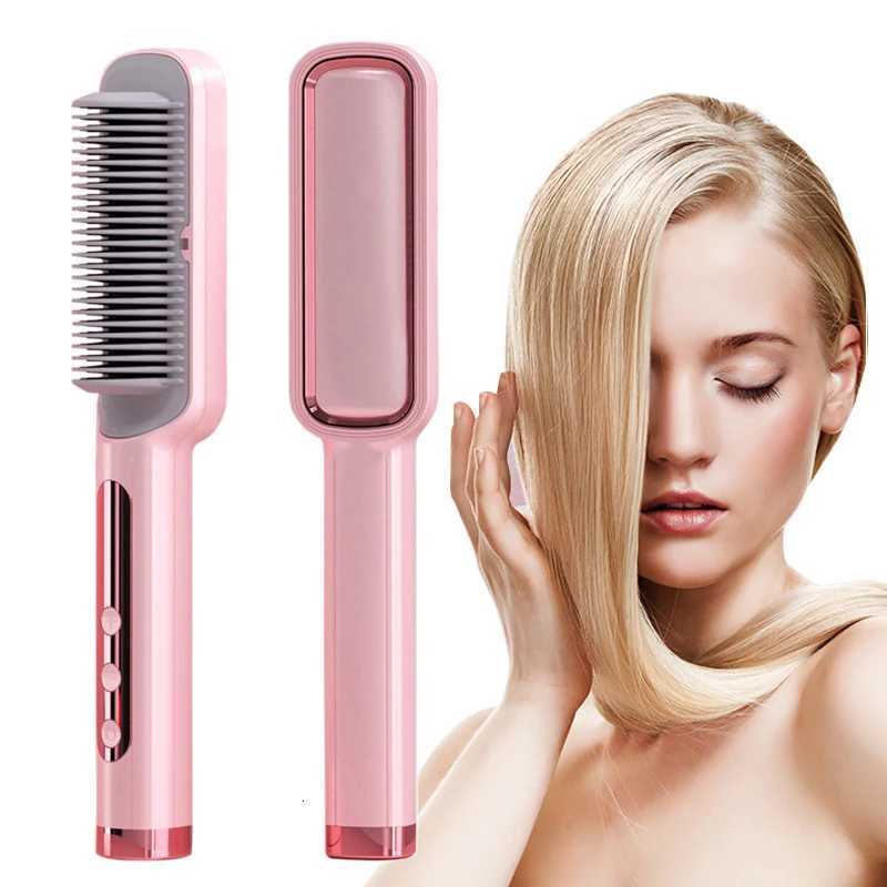 Profissional Hot Combs Anti-scalding Hair Straightener Brush Ceramic Hair Curler Heated Electric Smart Brush Hair StraightenerT251129