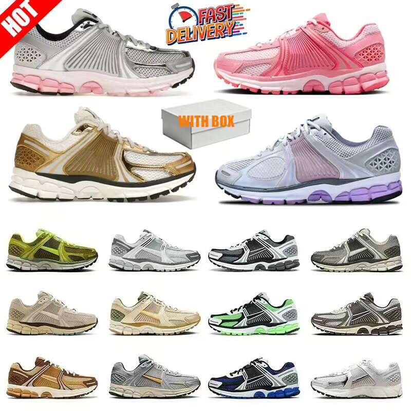With Box Designer Vomeros Running Shoes Vomero 5 Mens Women Sneakers Photon Dust Metallic Pink Roam Silver Gold Thunder Blue Triple Black Brown Outdoor Flat Trainers