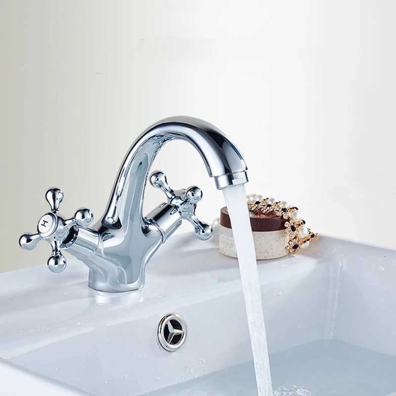 Antique Brass Bidet Shower Basin Faucet Dual Cross Handles Hot Cold Water Mixer Tap Spout Kitchen Bathroom Toilet Water Tap M251129