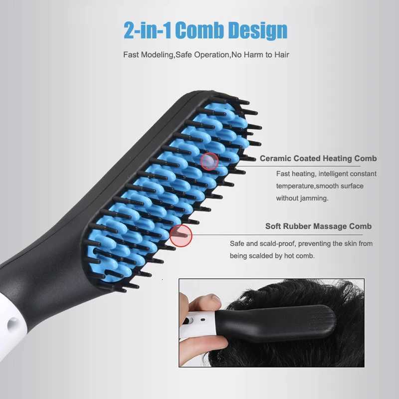 Heating Straightening Comb Hair Straightener Brush Men Quick Beard Straightener Brush Beard Styling Tools Iron Smoothing CombsT251129