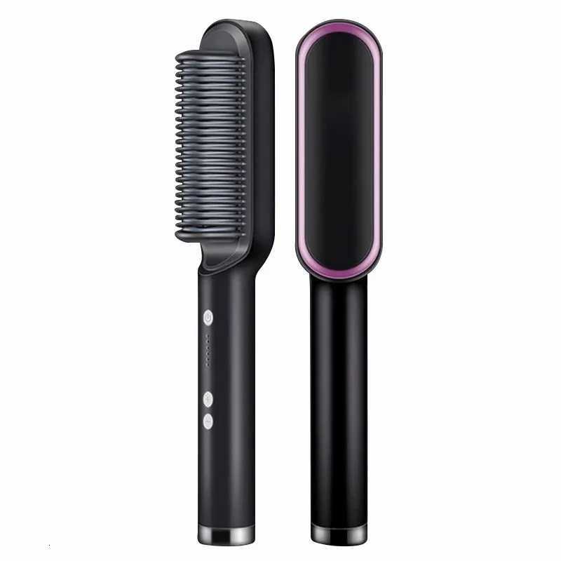 2 In 1 Hair Straightening Brush Negative Ion Hair Straightener Heating Comb Multifunctional Stying ToolT251129