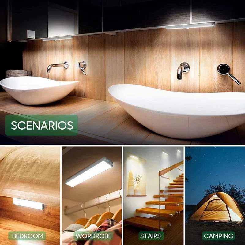 LED Motion Sensor Light Wireless LED Night Light Type-C Rechargeable Light Cabinet Wardrobe Lamp Staircase Backlight For Kitchen M251129