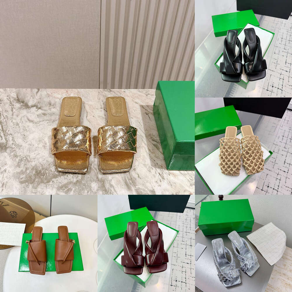 fashion designer shoe Luxury summer Slippers comfortable womens classic model woven hollow-out leather flat bottomed slipper high heel slide lady shoe sliders
