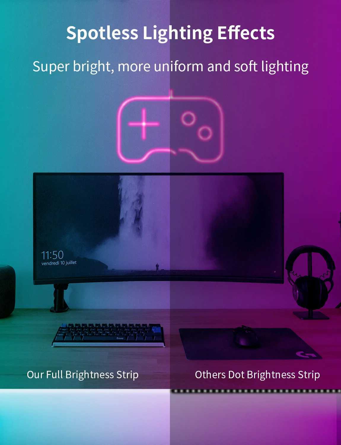 Smart App LED Strip Lights SMD 5050 RGB APP Remote Control Flexible Ribbon Diode Lamp Tape TV Backlights Game Room Home Decor M251129
