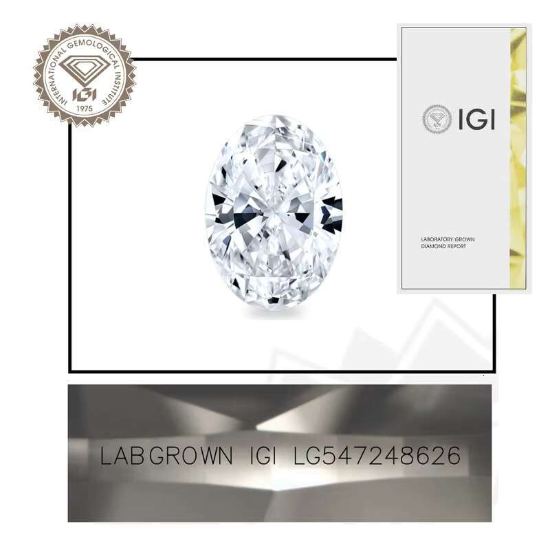 CVD HPHT Lab-Grown Diamond Color D VVS VS 0.7-1.0-2.0 Carat Oval Cutting Diamond Loose Gemstones with IGI Certificate Report