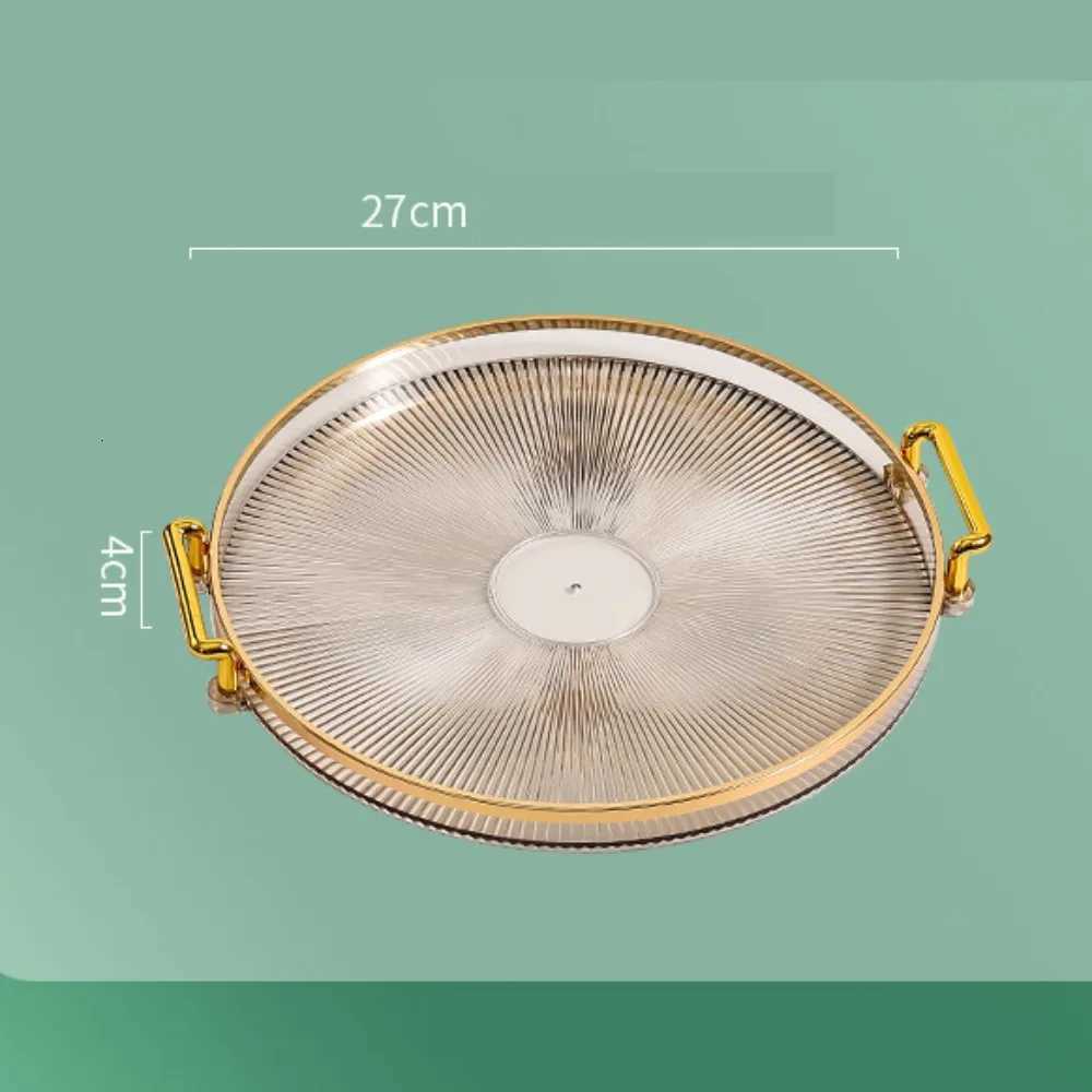 New Multipurpose Round Storage Tray Gold with Handles Tea Cup Storage Plate Fruit Tray Home Decor Y251129