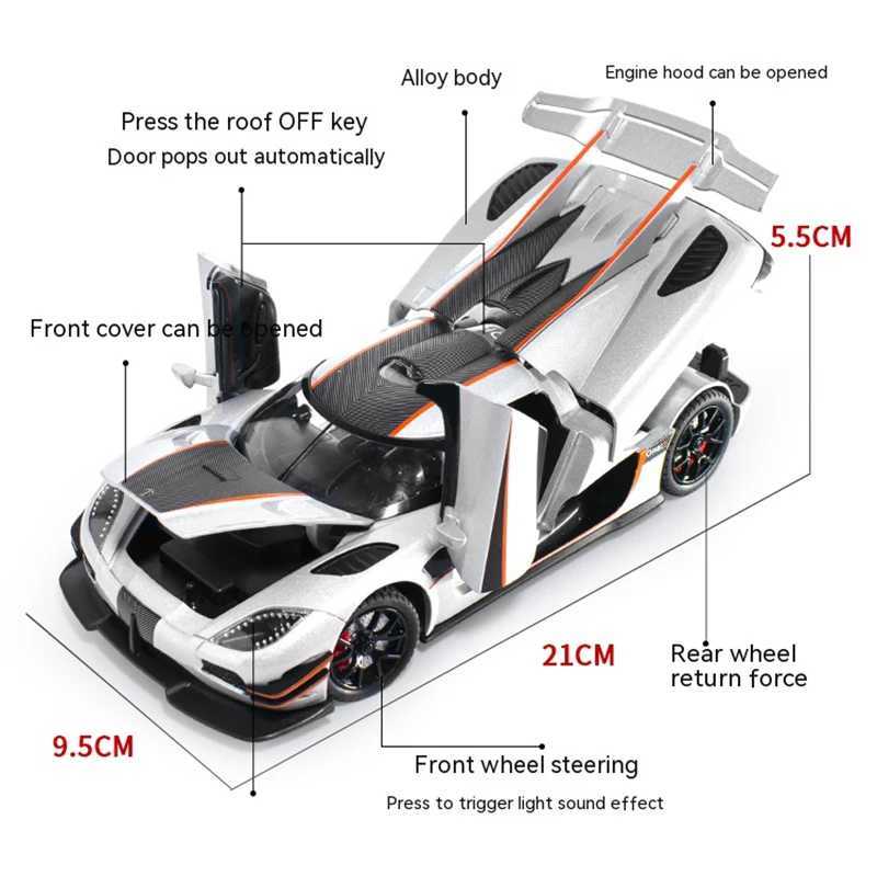1 24 K Niger One Collectible Ornament with Sound Light and Feedback Function Alloy sports car toy gift for boys J251129