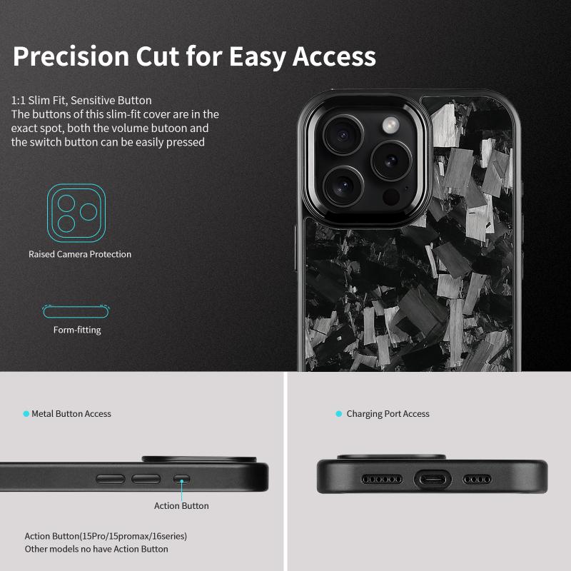 Color Metal Frame Forged Carbon Fiber Phone Case For iPhone16/15/14/13/12 Pro Max 13 Apple 15 13 Pro
