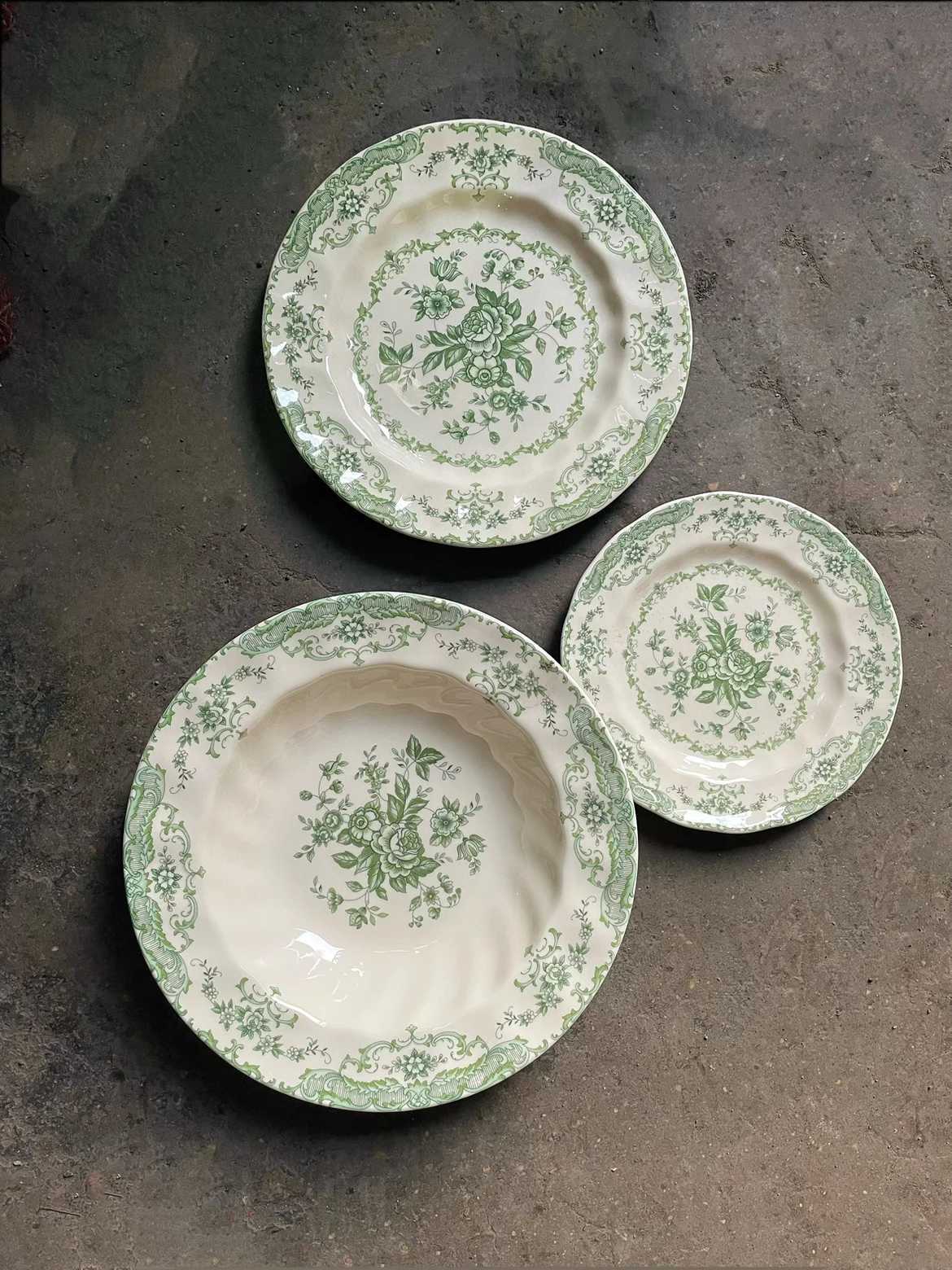 Luxury Vintage green flower vintage medieval style dinner plate w porcelain Chinese plate dessert plate bowl coffee cup saucer Y251129