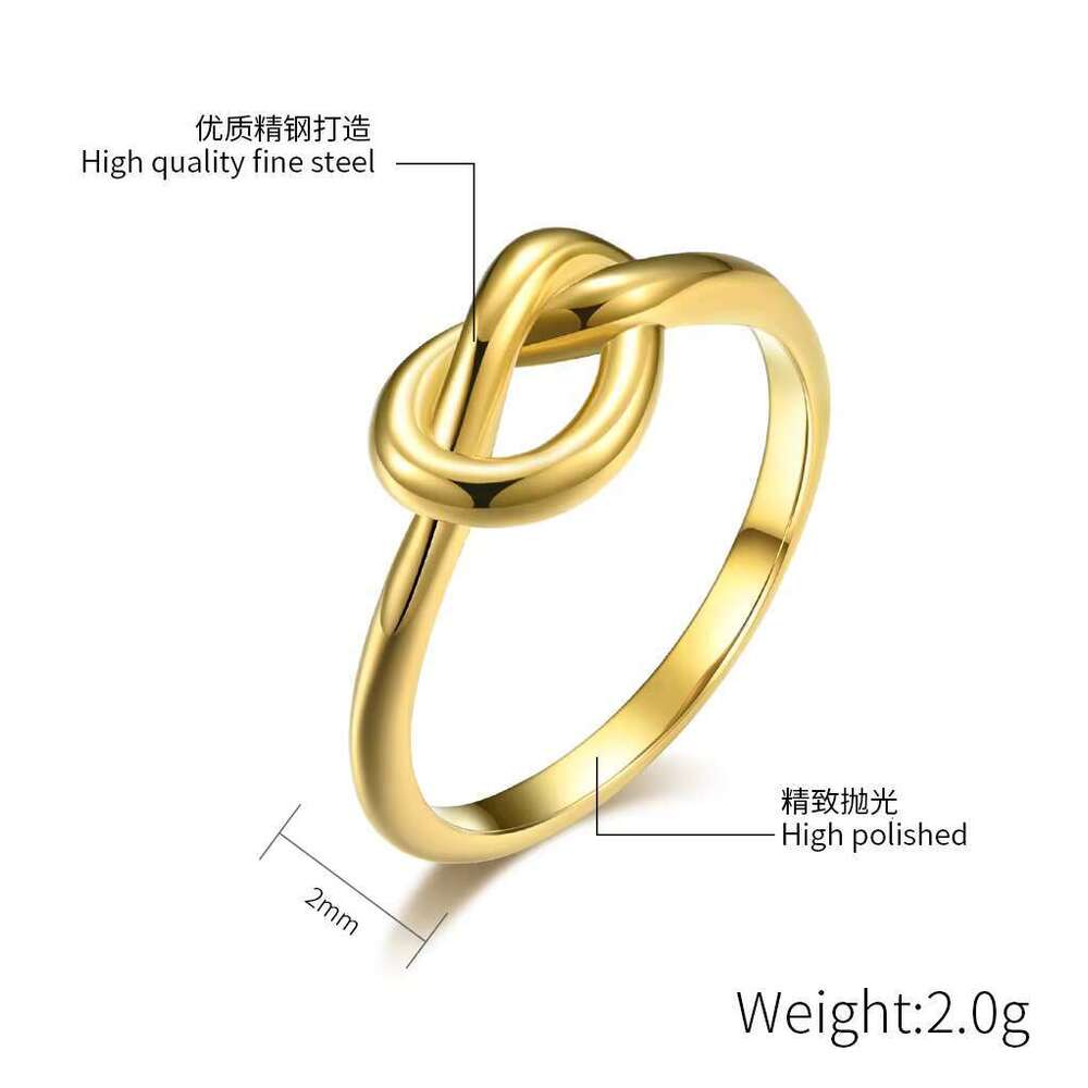DHCollections Stainless Steel Knot Shape Rings Titanium Steel Love Knot Adjustable Rings Fashion Jewellery for Women and Men