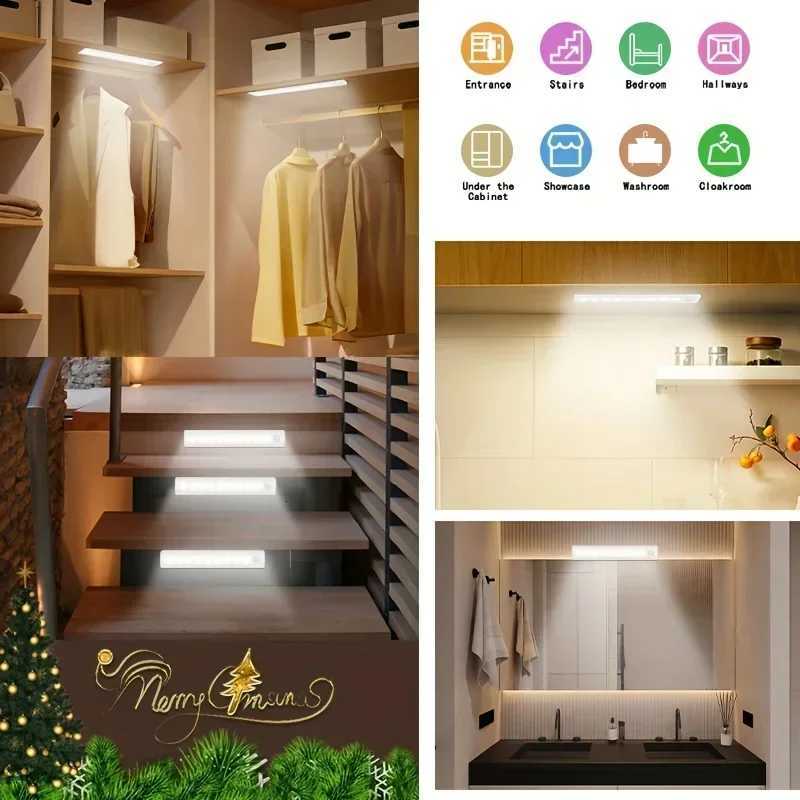Under Cabinet Lights 1/3/5/6pcs Motion Sensor Rechargeable Battery Operated 2 Colors LED Light for Closet Kitchen Bathroom M251129