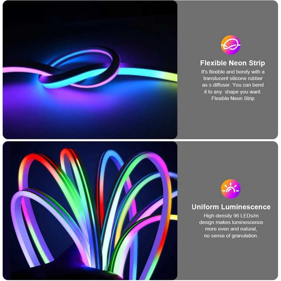 Tuya Smart LED Neon Rope Lights RGBIC DC12V WiFi/Bluetooth/Remote Control RGB Chasing Strip Tape Waterproof Outdoor Lighting M251129