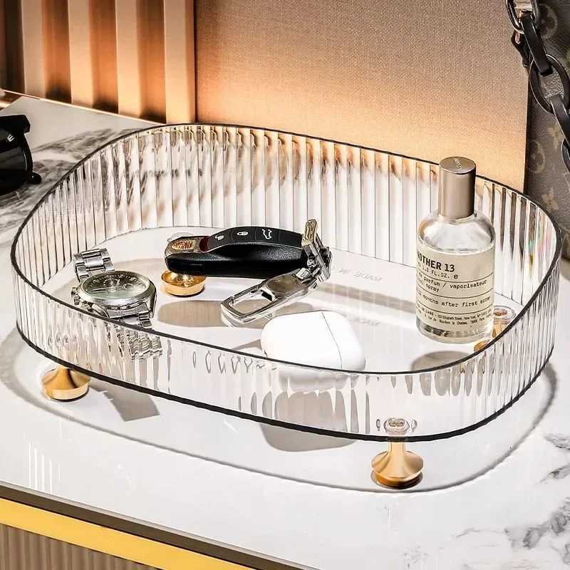Bathroom Vanity Tray Large Capacity Perfume Organizer for Dresser Clear Desktop Storage Box for Lotion Bottle Cosmetics Skincare Y251129