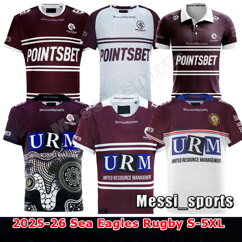 2025 2026 Sea Eagles Men's Adult Rugby Jerseys 25 26 Eagles Manly Home court Away Retro League Retro Indigenous Training uniform Rugby T-Shirts POLO jerseys Size S-5XL