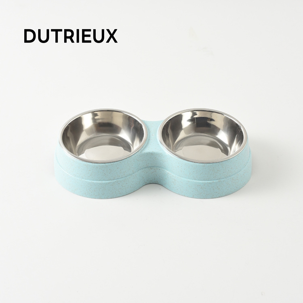 H1627 Double water bowl for pets, stainless steel dog food bowl, cat and dog water feeder in one.