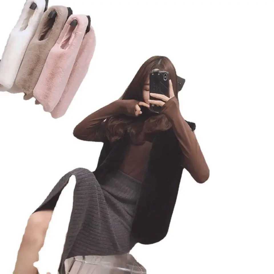 2022 Autumn/Winter New Womens Cropped Shoulder Vest Slimming Sunday Angora Yarns Jacket V-Neck Middle-Aged FashionT251129