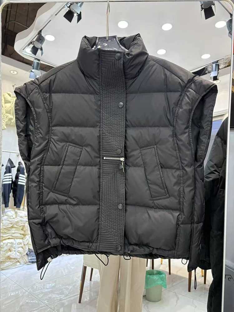 Autumn Winter Stand Collar Warm Puff Down Vest Women Sleeveless White Duck Down Vest Female Double Zipper Thick Waistcoat CoatT251129