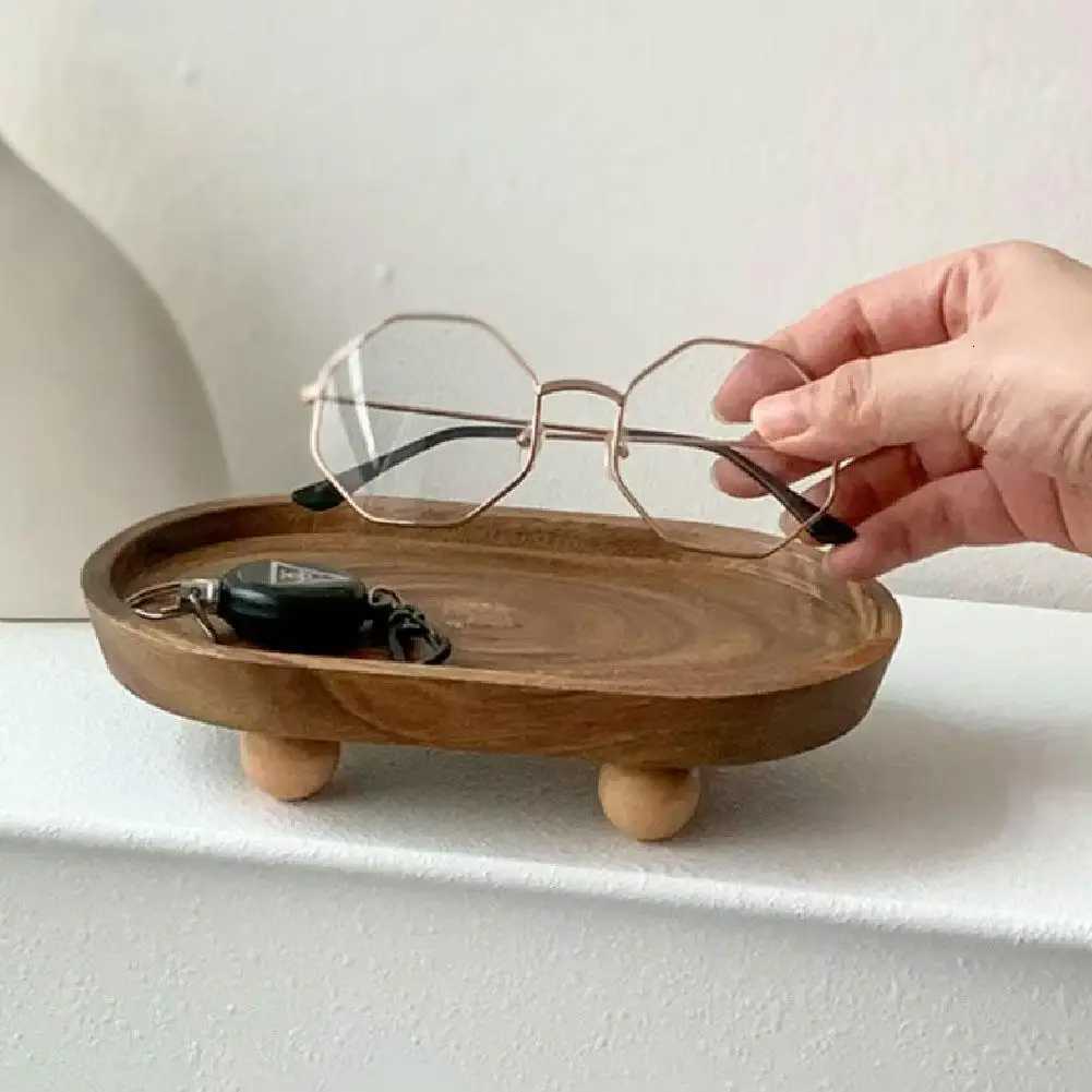 Creative Wooden Tray Cake Dessert Plate Restaurant Home Wooden Tray Round Elliptical Aromatherapy Ornament Tray Y251129